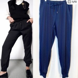 Wildfang empower mesh drawstring pants joggers navy blue